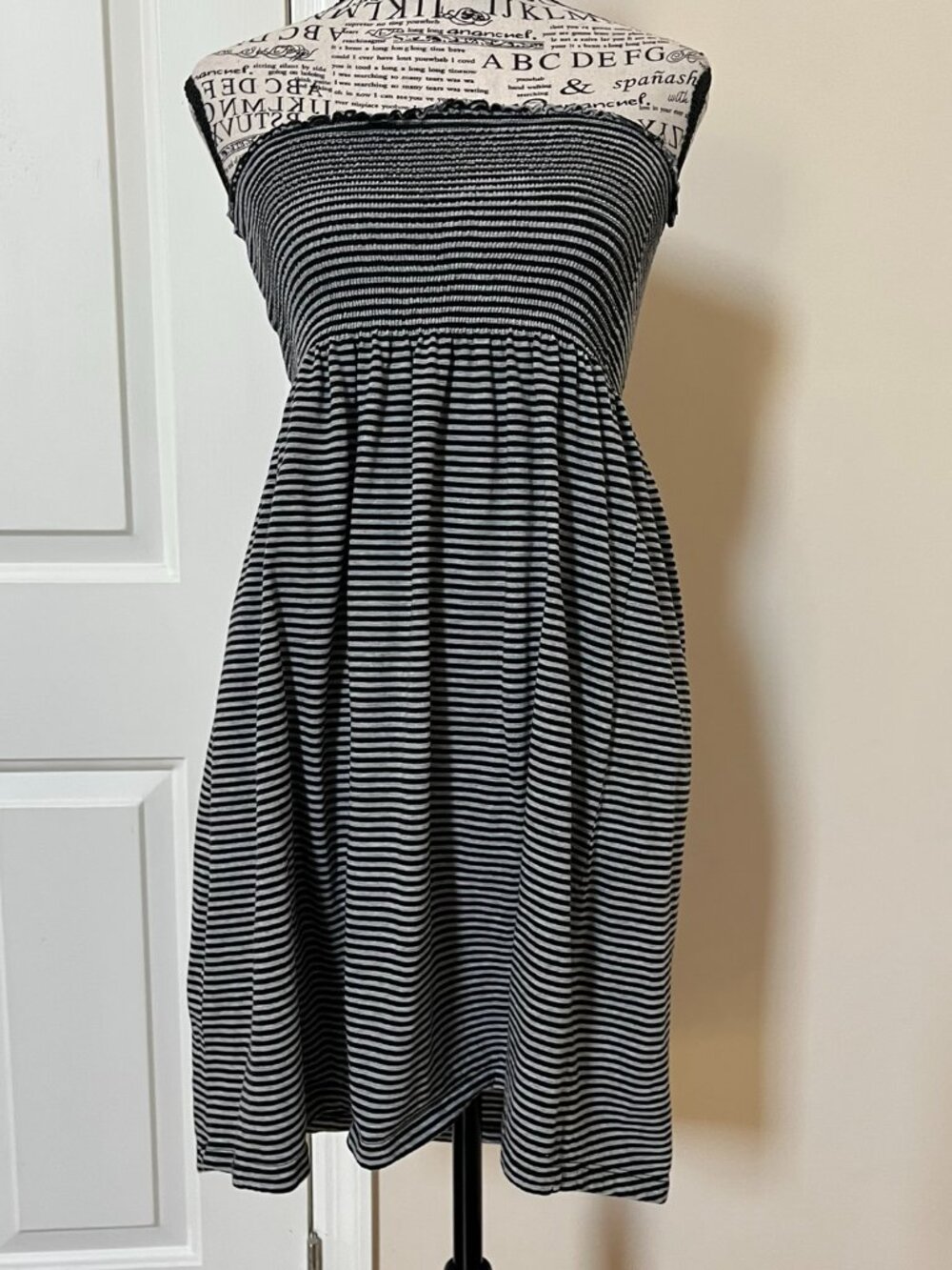 Strapless Grey & Black Tube Dress, Size S